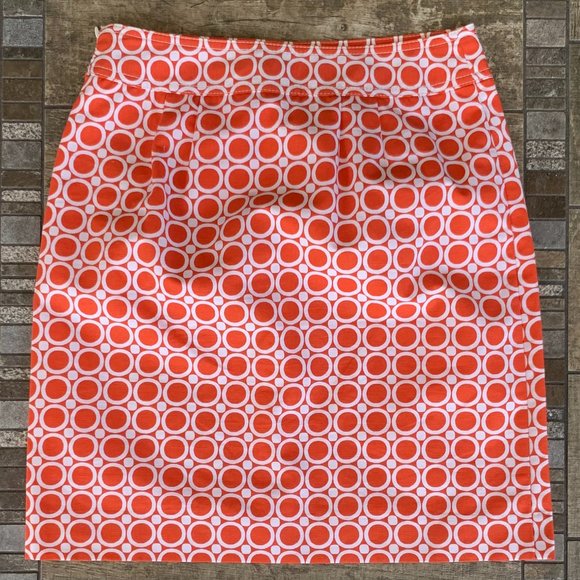 Ann Taylor Retro Mod Geometric Orange White Skirt Size 0 PETITE - Picture 2 of 6